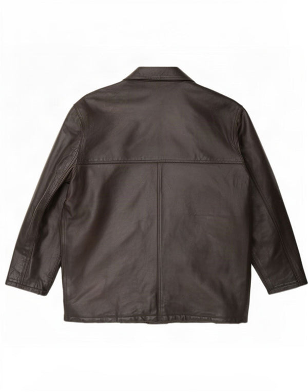 Bayside Mens Leather Jacket UK 38 Medium Brown