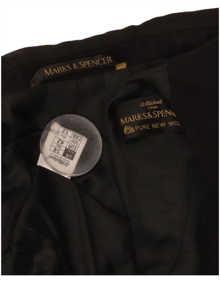 Marks & Spencer Γυναικείο Μπουφάν Blazer με διπλό στήθος UK 14 μεγάλο μαύρο μαλλί