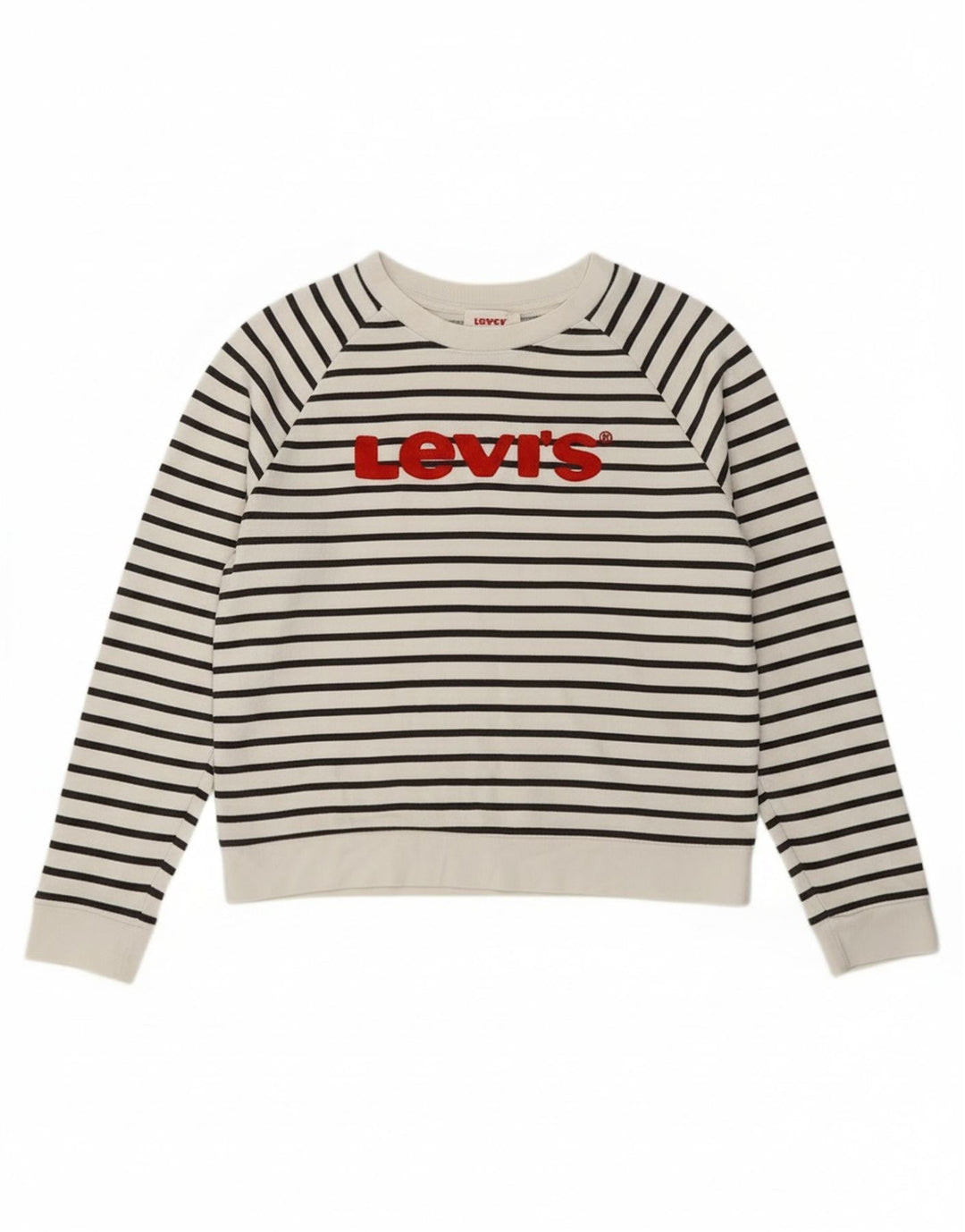 Γυναικείο γραφικό φούτερ Levi's Jumper UK 14 Medium White Ripared Nautical