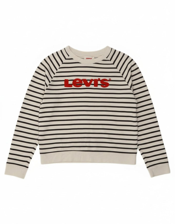 Γυναικείο γραφικό φούτερ Levi's Jumper UK 14 Medium White Ripared Nautical