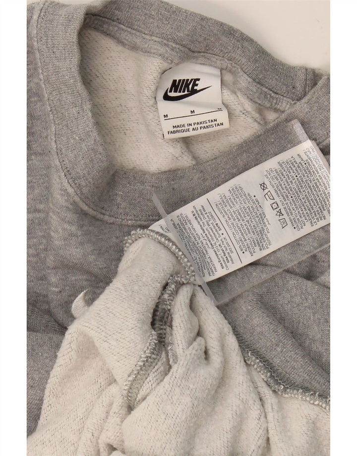 NIKE Womens Oversized Crop Sweatshirt Jumper UK 14 Medium Grey Cotton
