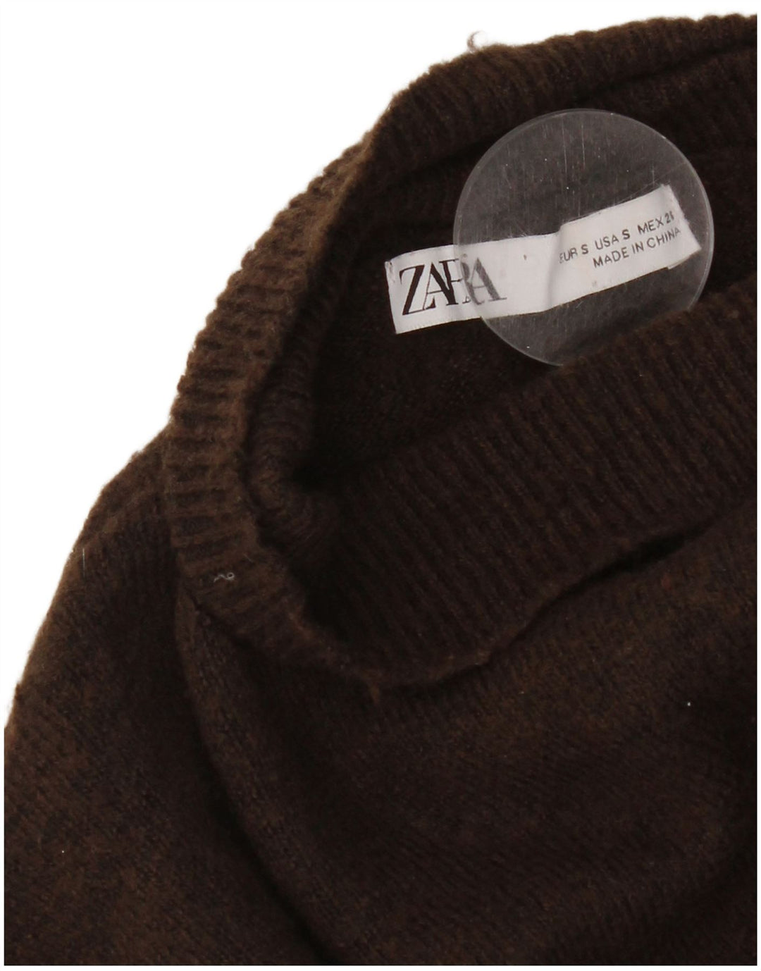 Zara Γυναικείο πουλόβερ με ρολό λαιμόκοψη UK 10 Small καφέ