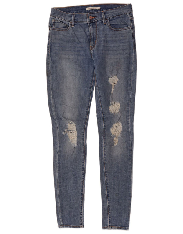 LEVI'S Womens 710 Distressed Super Skinny Jeans W28 L30 Blue Polyester
