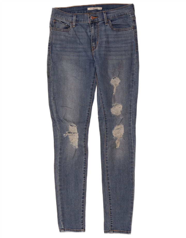 LEVI'S Womens 710 Distressed Super Skinny Jeans W28 L30 Blue Polyester