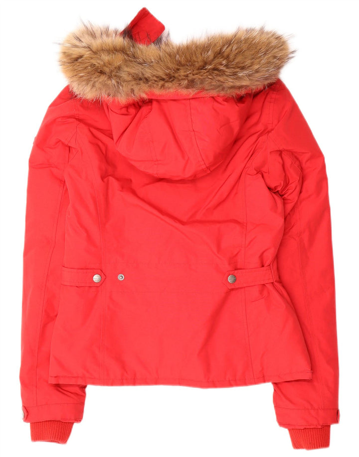 Woolrich Γυναικείο μπουφάν με κουκούλα UK 10 Small κόκκινο βαμβακερό