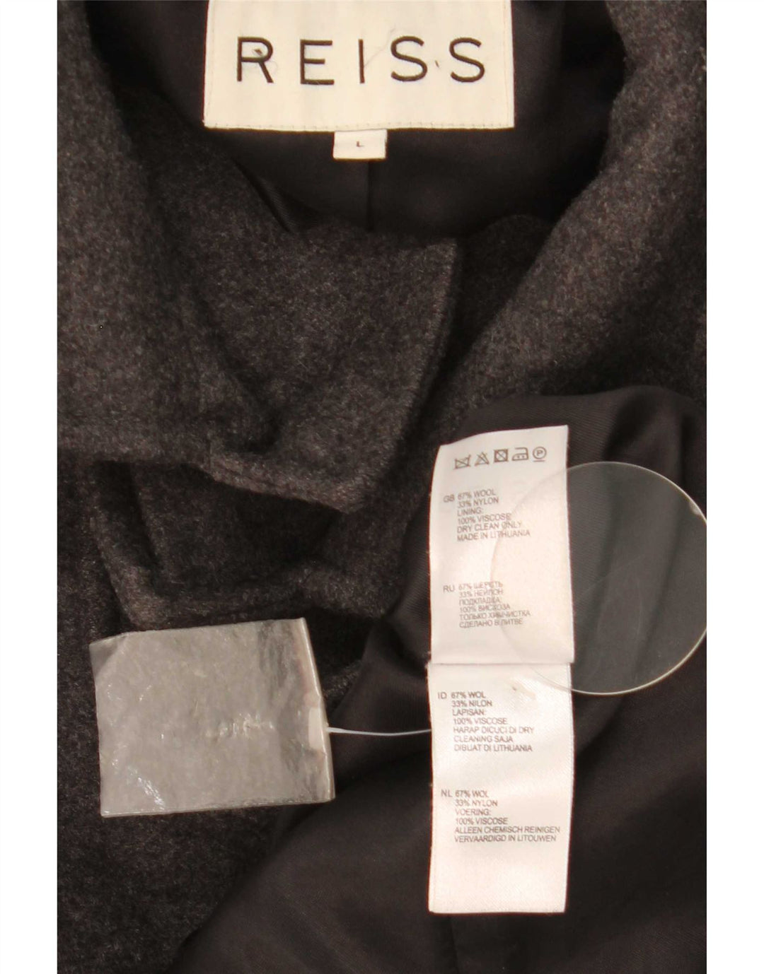 Ανδρικό πανωφόρι Reiss UK 40 Large Grey Wool