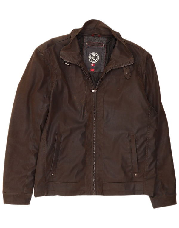 Ανδρικό δερμάτινο μπουφάν CANSON EU 52 XL καφέ πολυαιθυλένιο