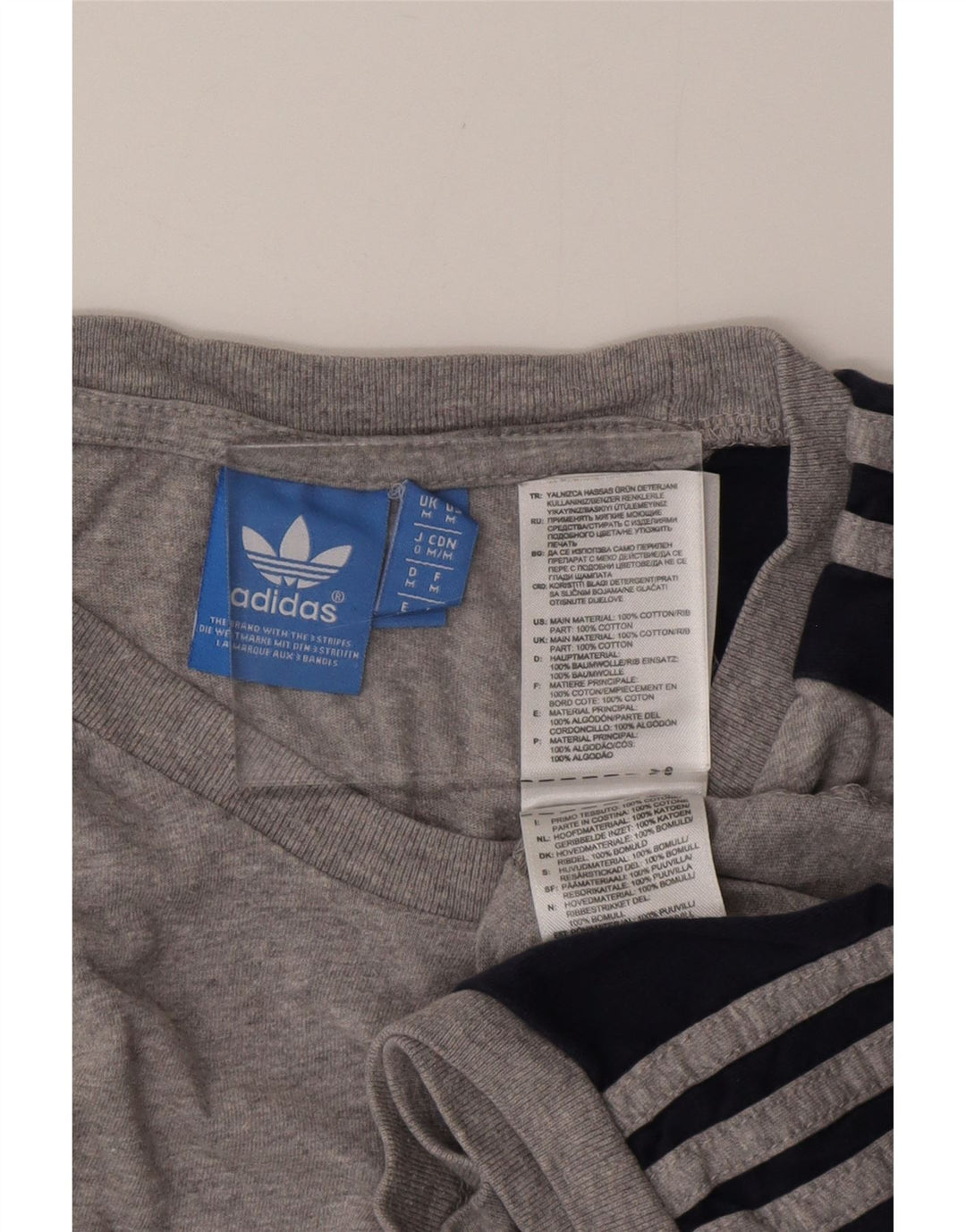 Γυναικείο μπλουζάκι ADIDAS τοπ UK 14 μεσαίου γκρι χρώματος βαμβακερό