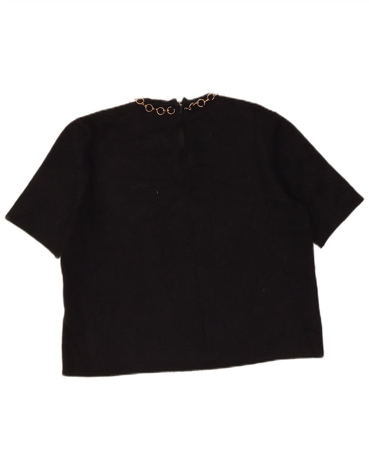 Zara Γυναικεία Μπλούζα Crop Top UK 12 Medium Black Viscose