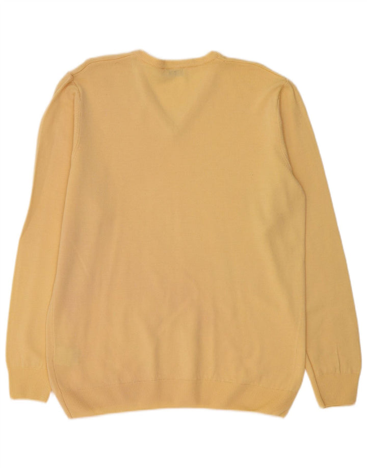 PETER HAHN Γυναικείο πουλόβερ με λαιμόκοψη με V λαιμόκοψη UK 16 μεγάλο κίτρινο νέο μαλλί