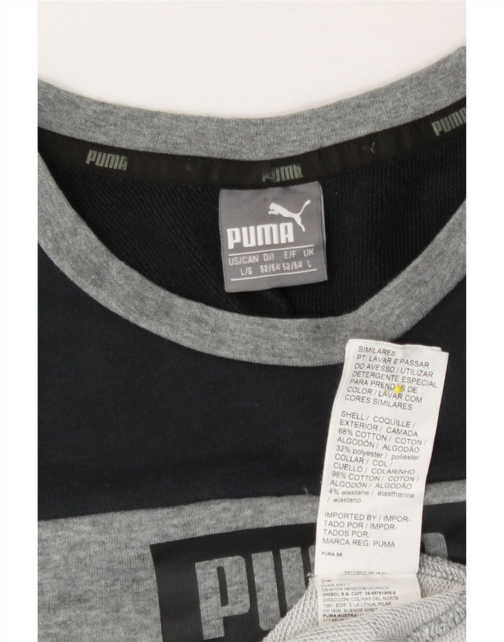 Ανδρικό γραφικό μπλουζάκι Puma μακρυμάνικο μεγάλο γκρι βαμβακερό