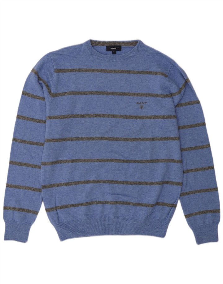 Ανδρικό πουλόβερ Gant Crew Neck Jumper Μικρό Μπλε Ριγέ Lambswool