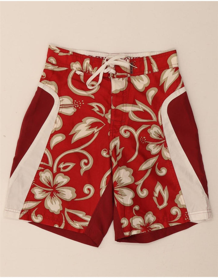 SUNDEK Mens Swimming Shorts Small  Red Floral Polyester