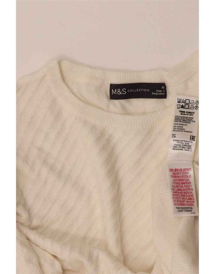 Marks & Spencer Γυναικείο πουλόβερ με λαιμόκοψη UK 10 Small White Viscose