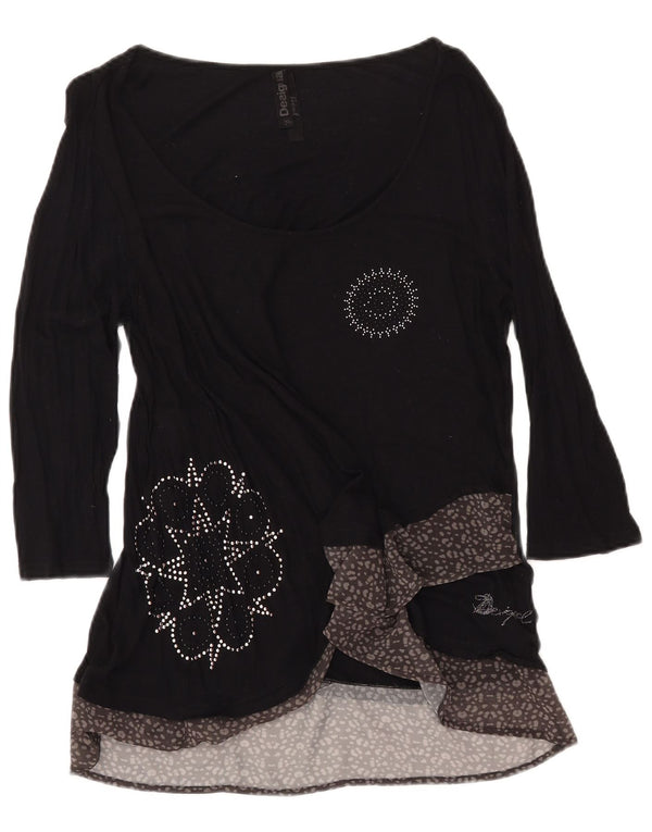 DESIGUAL Γυναικείο τοπ 3/4 μανίκι UK 18 XL Μαύρο Animal Print Viscose