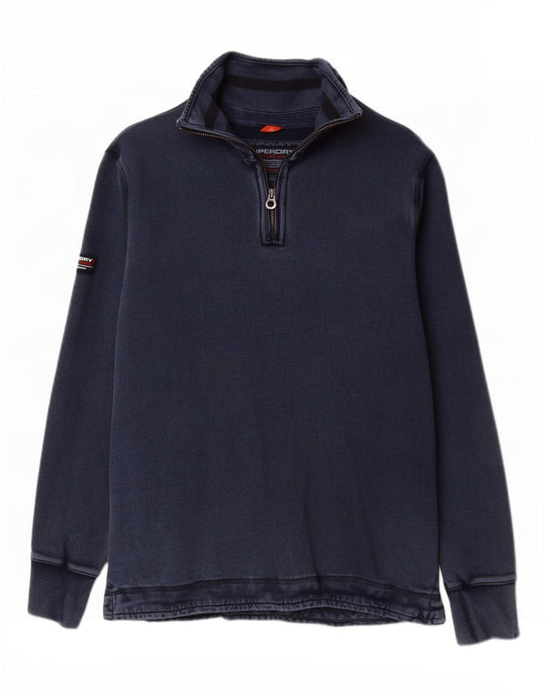 Ανδρικό φούτερ με φερμουάρ Superdry πουκάμισο από μεσαίο μπλε βαμβακερό