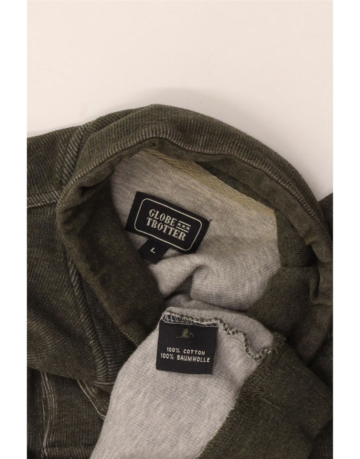 Ανδρική φούτερ με λαιμόκοψη με κουμπιά Globe Trotter Jumper Μεγάλο χακί βαμβακερό