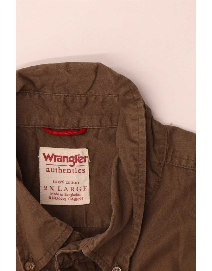 Ανδρικό κοντομάνικο πουκάμισο Wrangler 2XL Χακί βαμβακερό