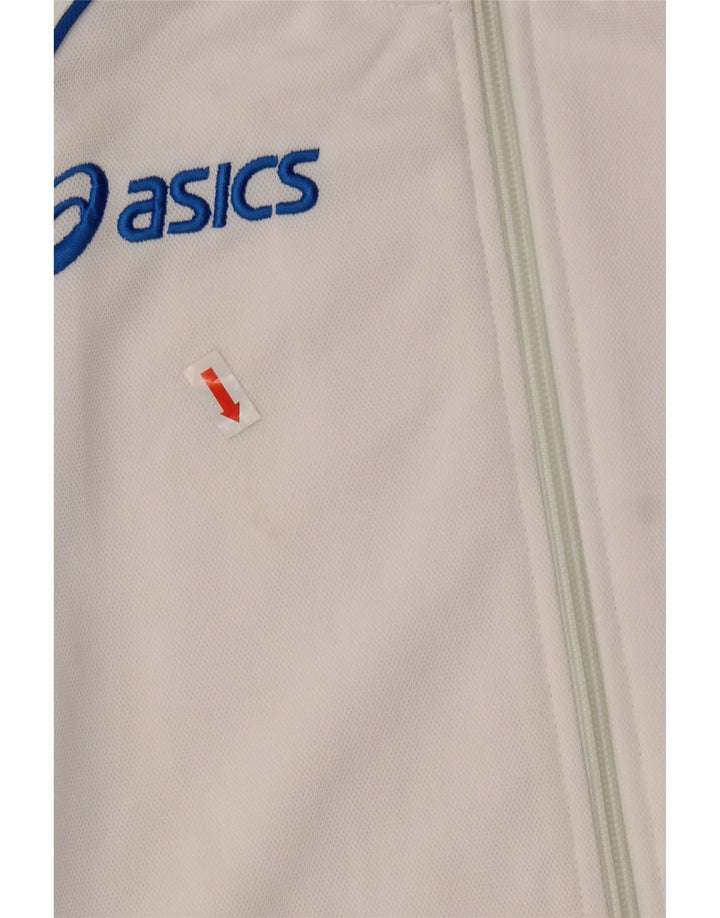 ASICS Boys Graphic Tracksuit Top Jacket 9-10 Years White Polyester Vintage Asics and Second-Hand Asics from Messina Hembry 