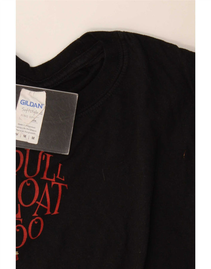 Vintage Ανδρικό κανονικό γραφικό T-Shirt Top Μεσαίο μαύρο βαμβακερό