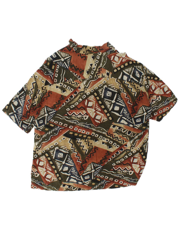 PULL & BEAR Mens Abstract Pattern Short Sleeve Shirt Medium Brown Hawaiian