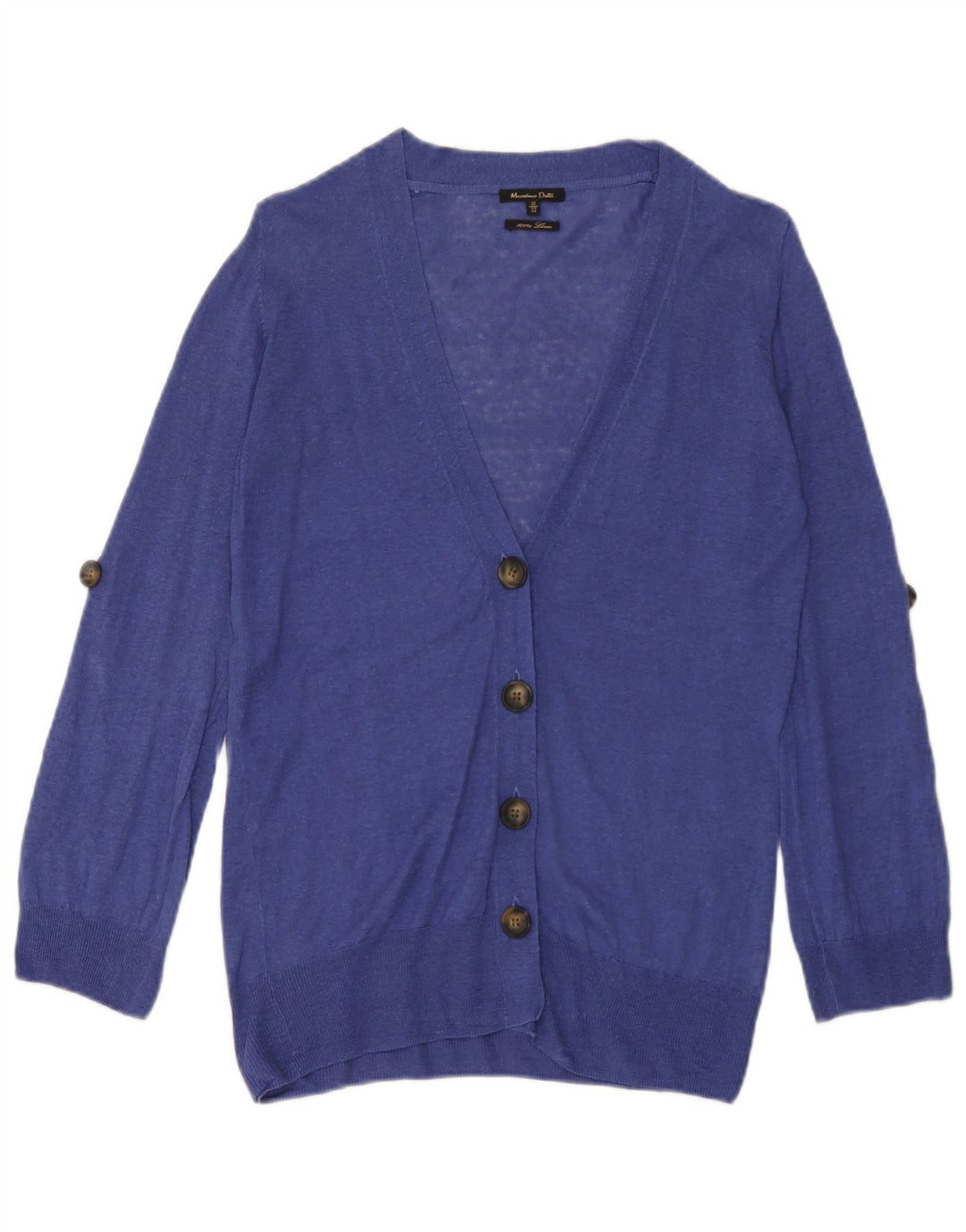 Massimo Dutti Γυναικείο πουλόβερ ζακέτα UK 12 Medium Blue Linen