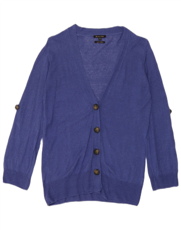 Massimo Dutti Γυναικείο πουλόβερ ζακέτα UK 12 Medium Blue Linen