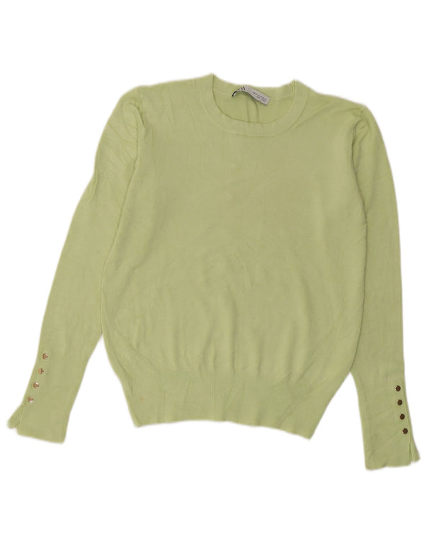 Zara Γυναικείο πουλόβερ με λαιμόκοψη Crop Crop UK 12 μεσαία πράσινη βισκόζη