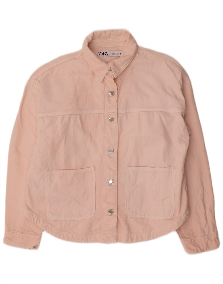 Zara Γυναικείο Τζιν Μπουφάν UK 10 Small Pink Βαμβακερό