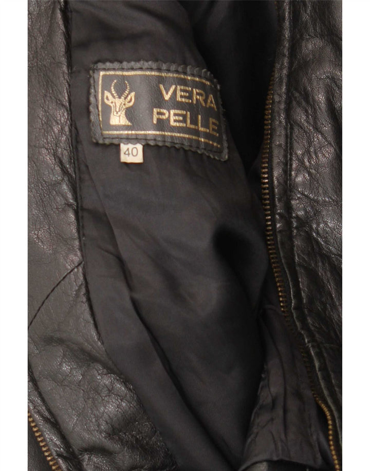 Vintage Γυναικείο Loose Fit Δερμάτινο Μπουφάν IT 40 Small Black