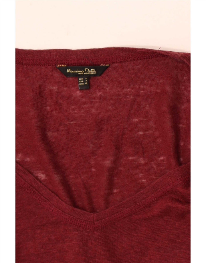 Massimo Dutti Γυναικείο T-Shirt Top UK 10 Small Burgundy