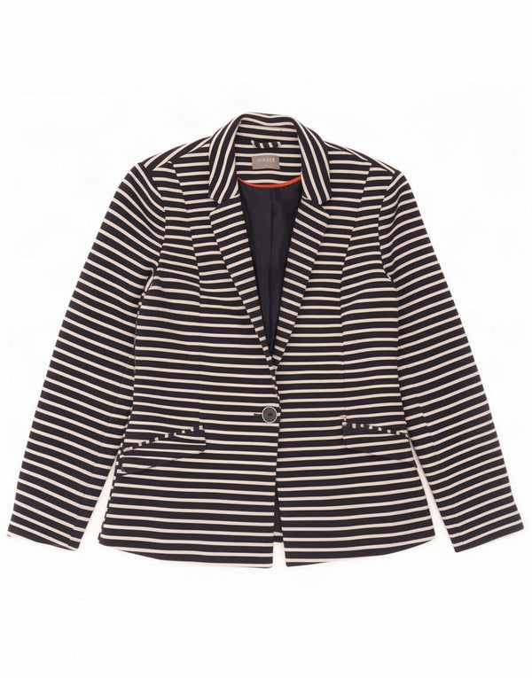 Oasis Womens 1 Button Jacket Blazer UK 8 Small Navy Blue ριγέ Πολυεστέρας