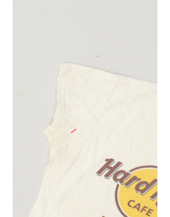 HARD ROCK CAFE Womens Barcelona Graphic T-Shirt Top UK 6 XS Off White | Vintage Hard Rock Cafe | Thrift | Second-Hand Hard Rock Cafe | Used Clothing | Messina Hembry 