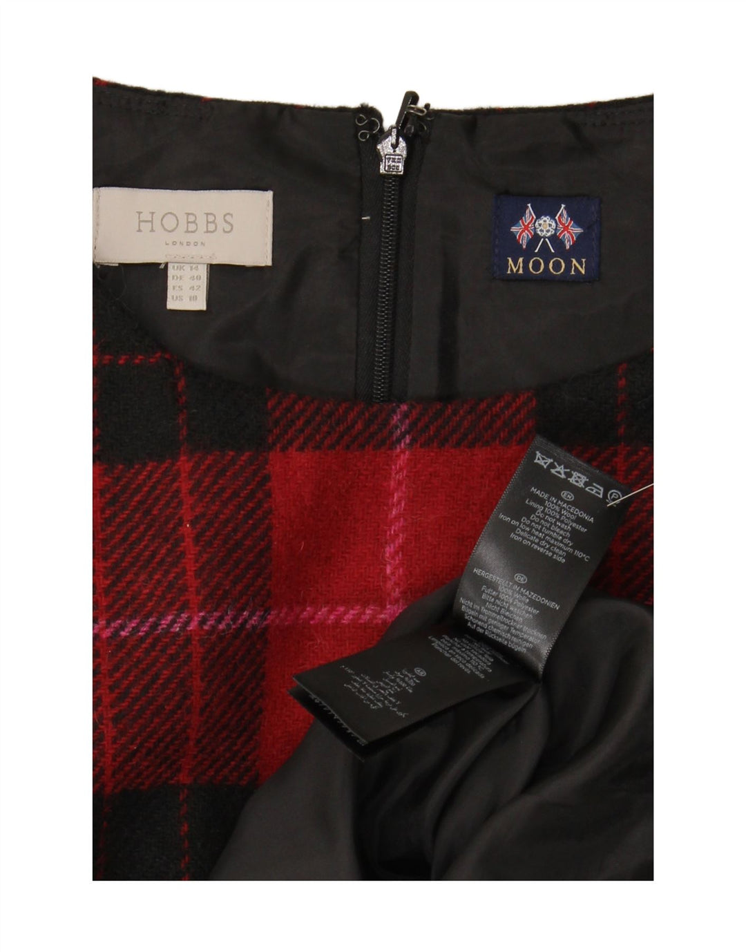 HOBBS Γυναικείο Αμάνικο Φόρεμα Shift UK 14 Large Red Check