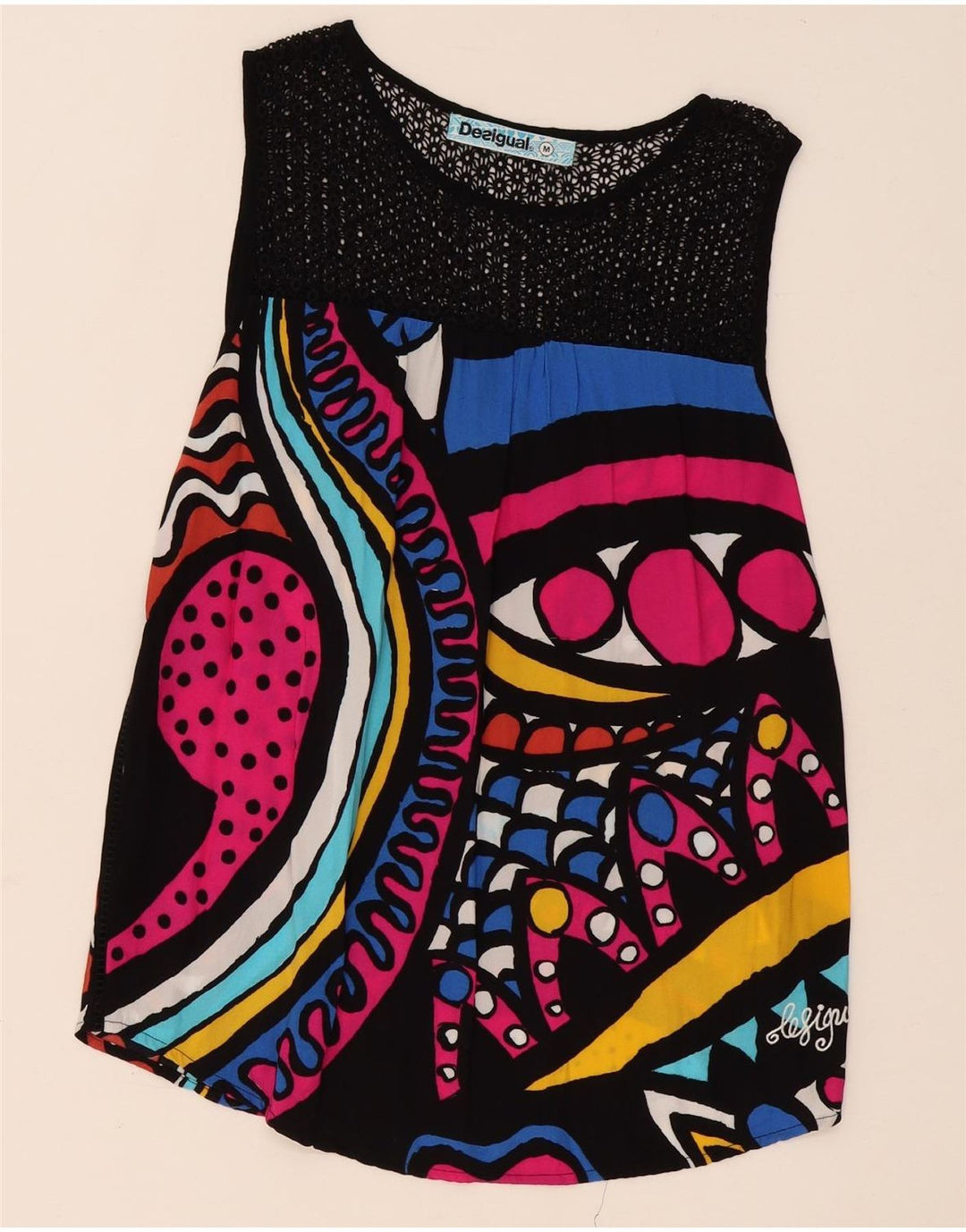 Desigual Γυναικείο Graphic Tunic Top UK 14 Medium πολύχρωμο γεωμετρικό