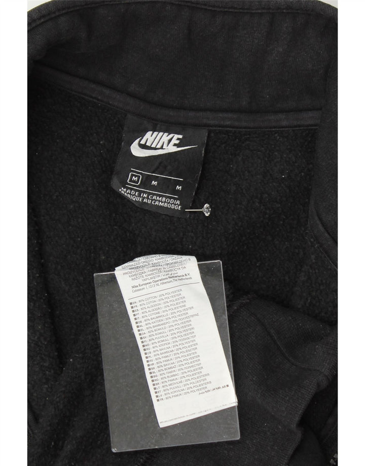 NIKE Mens Zip Neck Sweatshirt Jumper Medium Black Cotton Vintage Nike and Second-Hand Nike from Messina Hembry 