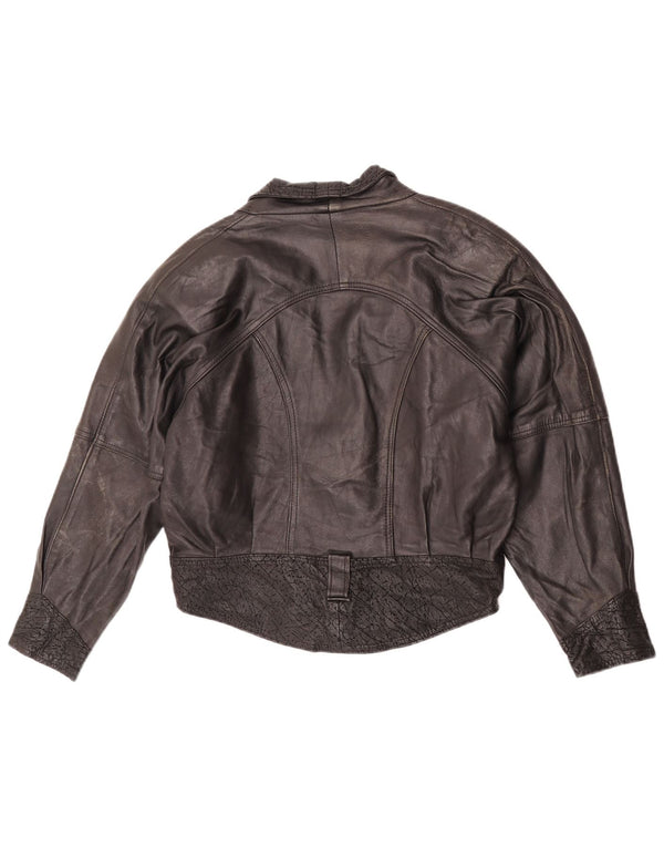 Lee Womens Oversized Δερμάτινο Μπουφάν UK 10 Small Black Leather