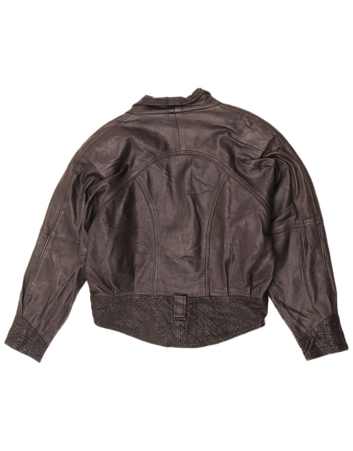 Lee Womens Oversized Δερμάτινο Μπουφάν UK 10 Small Black Leather