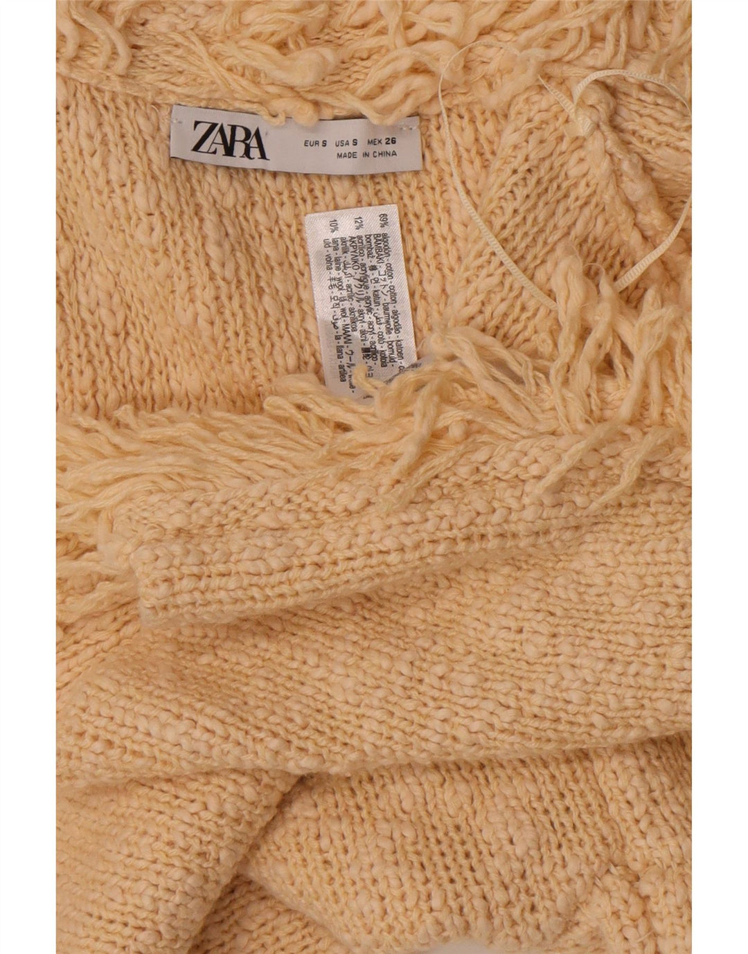 Zara Γυναικείο Ανοιχτό Ζακέτα πουλόβερ Μικρό σε Λευκό Βαμβακερό