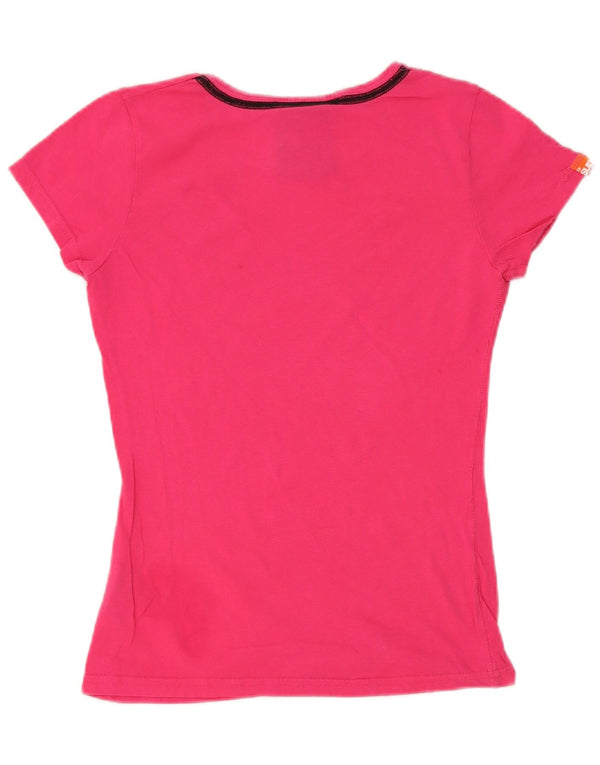 Superdry Γυναικείο γραφικό T-Shirt Top UK 10 Small Pink Βαμβακερό