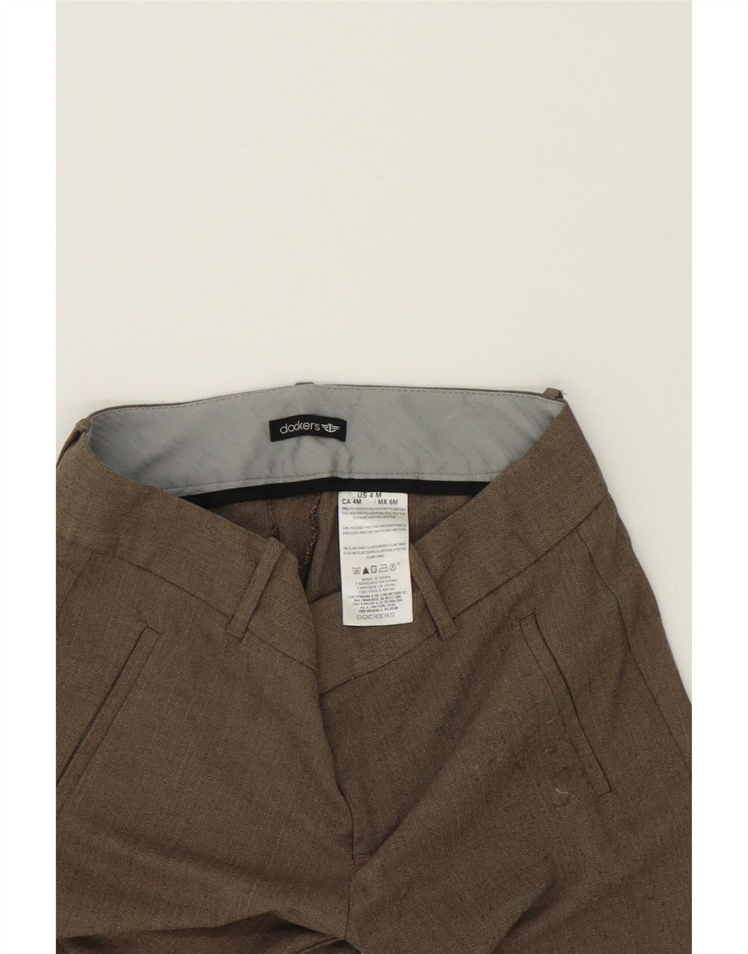 DOCKERS Womens Bootcut Casual Trousers US 4 Small W30 L31 Grey Herringbone Vintage Dockers and Second-Hand Dockers from Messina Hembry 