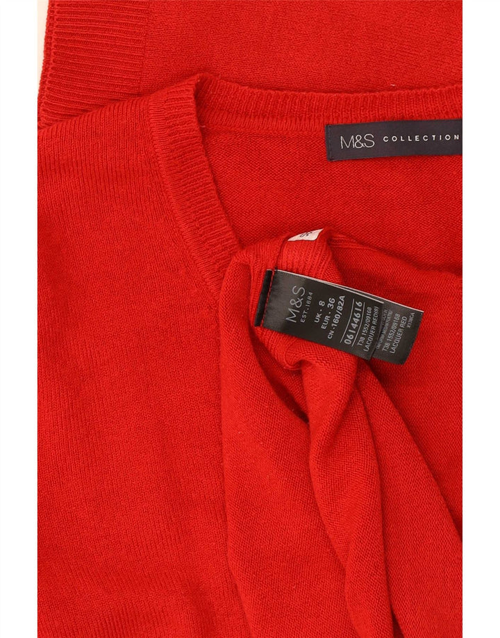 Marks & Spencer Γυναικείο πουλόβερ με λαιμόκοψη με V λαιμόκοψη UK 8 μικρό κόκκινο ακρυλικό