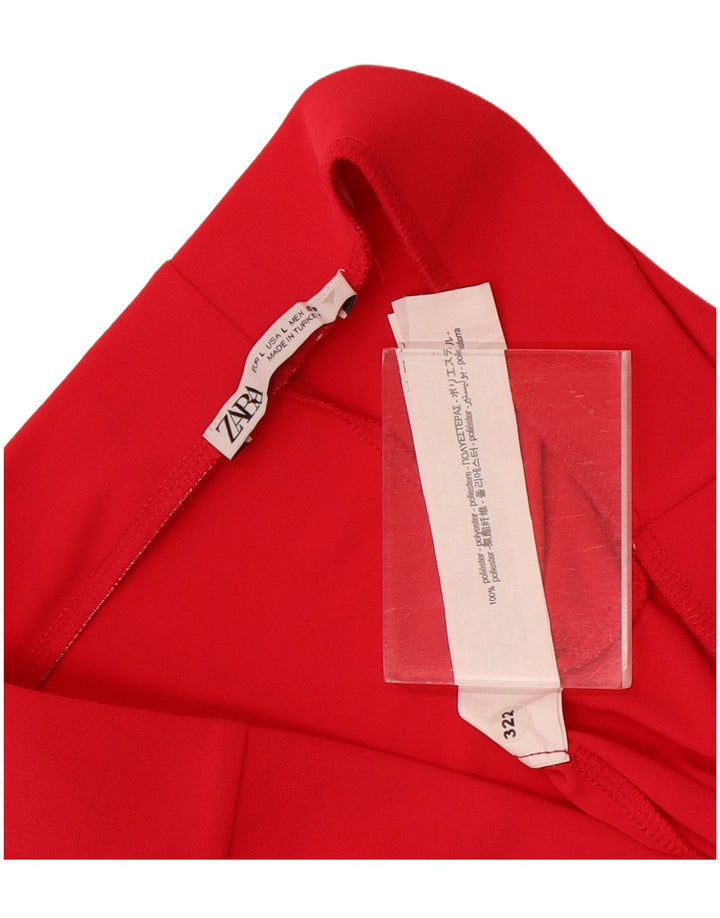 Zara Γυναικείο Flare Casual Παντελόνι Large W30 L32 Pink Polyester