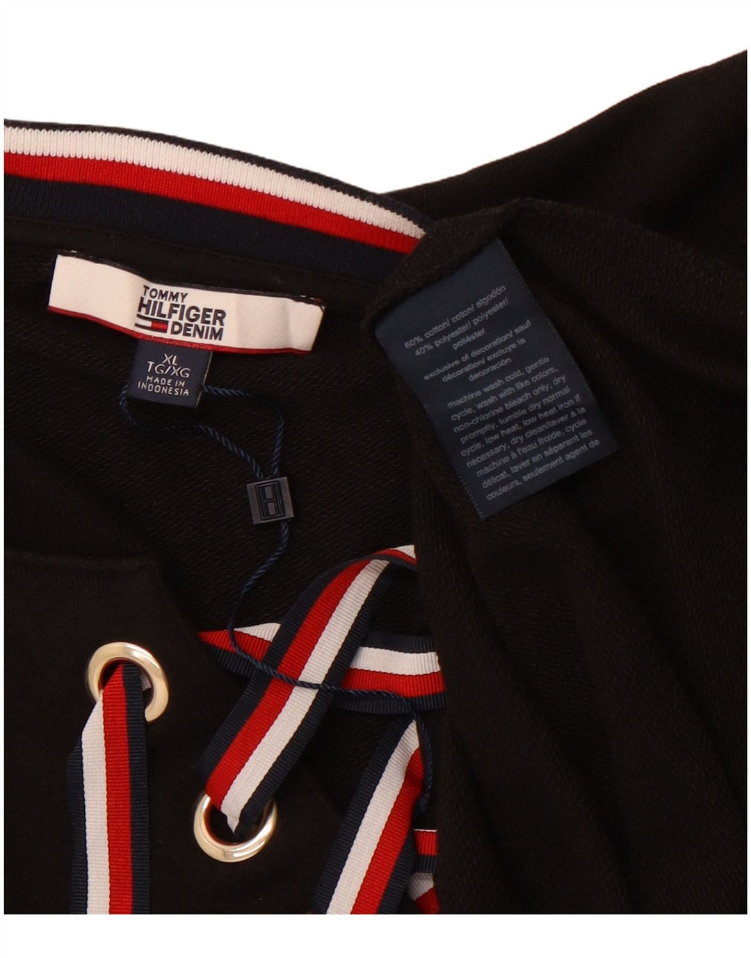 TOMMY HILFIGER Γυναικεία φούτερ Jumper Φόρεμα UK 18 XL μαύρο βαμβακερό