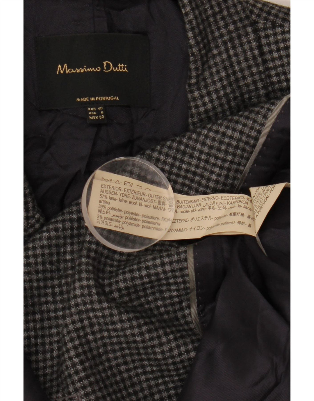 Massimo Dutti Γυναικείο σακάκι μπλέιζερ EU 40 Medium Grey Houndstooth