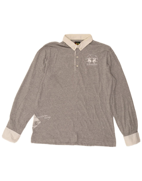 Ανδρικό μακρυμάνικο μπλουζάκι πόλο La Martina XL Γκρι βαμβακερό