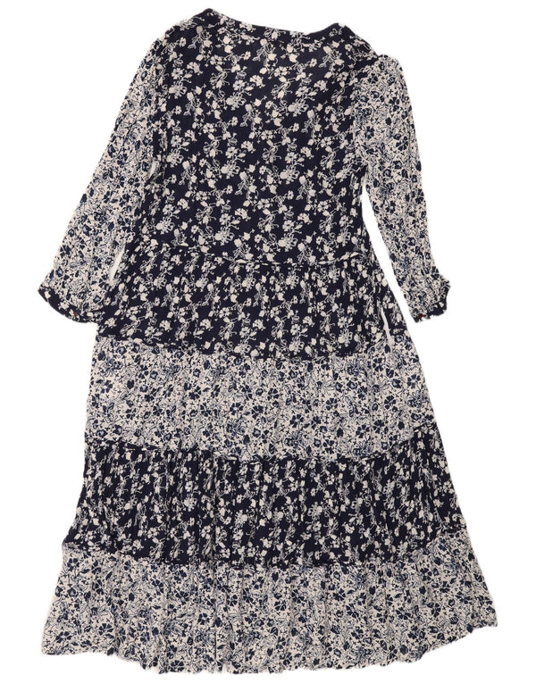 White Stuff Γυναικείο μάξι φόρεμα UK 14 Large Navy Blue Floral Viscose