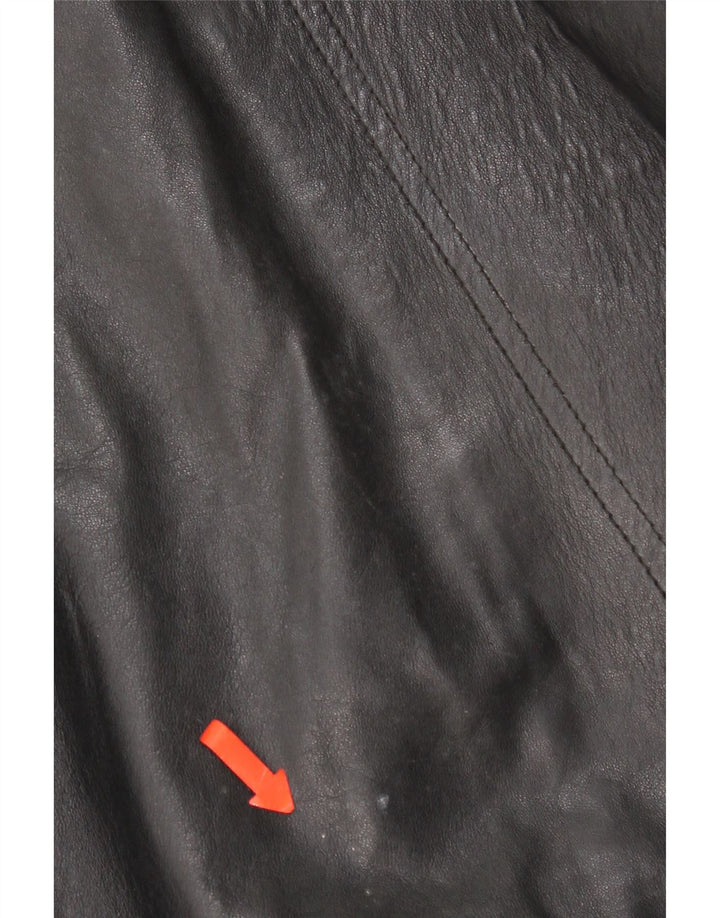 Vintage Γυναικείο Δερμάτινο Μπουφάν UK 16 Large Μαύρο Δερμάτινο