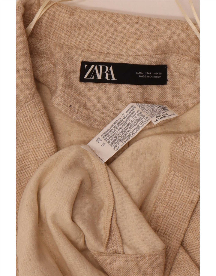 Zara Γυναικείο Oversized Πανωφόρι UK 16 Large Beige Viscose