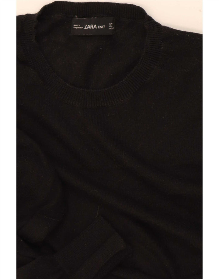 Zara Γυναικείο πουλόβερ με λαιμόκοψη Crop Crop UK 12 Medium Black